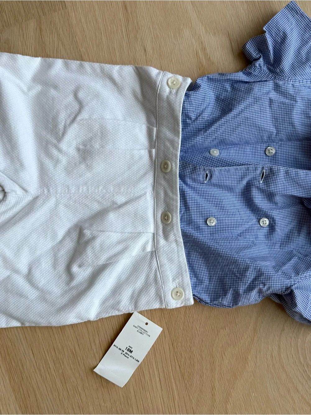 Ralph Lauren Blue Gingham & White Baby One-Piece Bodysuit